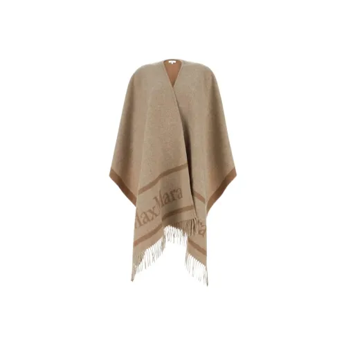 MaxMara Hilde Коллекция Жаккард Шерсть Плащ-пончо Женские Песочный