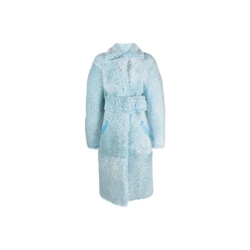 Off Белый мех Обычный крой Женский Светло-синий