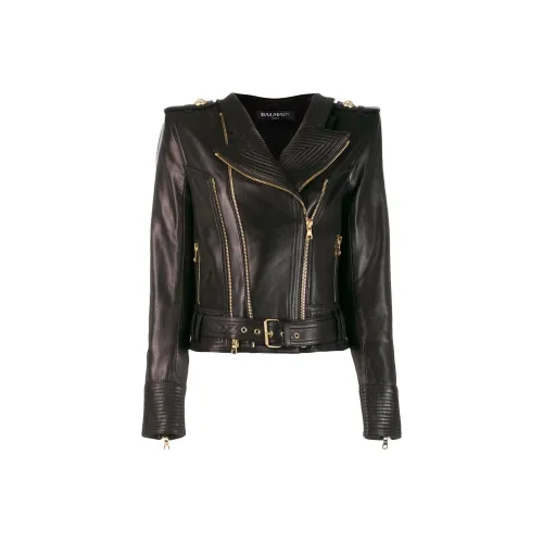 BALMAIN Черные Женские Кожаные Куртки