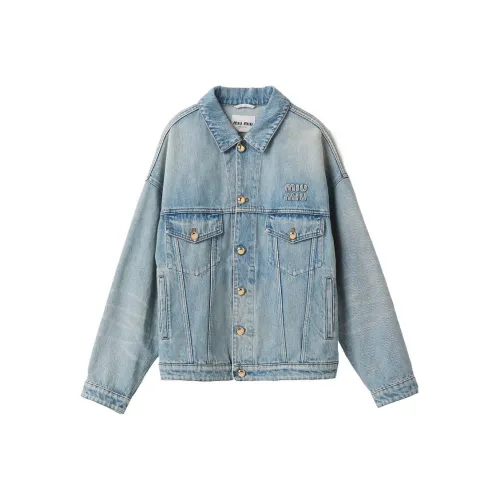 MIU MIU FW23 Denim Jacket Women's Blue MIU MIU FW23 Деним Куртка Женская Синяя