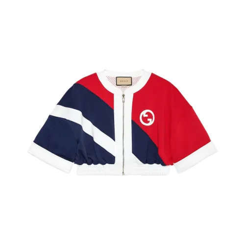 GUCCI Синий красный Женское короткое пальто