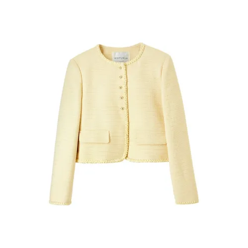 SENTUBILA Cropped Coat Women's Light Yellow