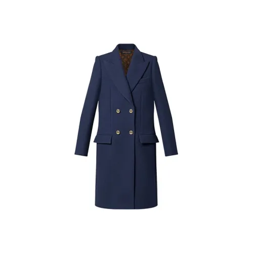 LOUIS VUITTON SS22 Velvet Feel Пальто Женское Морской Синий