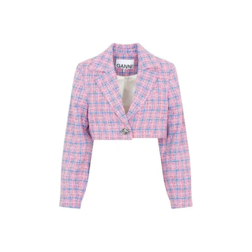 GANNI Ярко-розовое женское короткое пальто