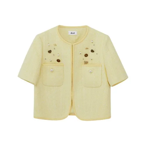 D'zzit Светло-желтое Женское Короткое Пальто