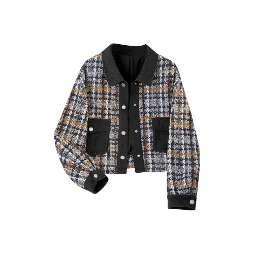 TOUCH Укороченная куртка женские синий кофе клетка