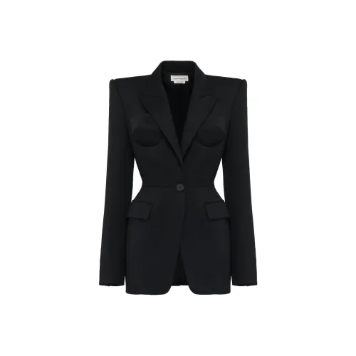 Alexander McQueen SS24 Бизнес Костюм Пальто Женское Черное