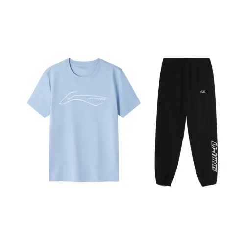 Лайнер Повседневная Спортивная Одежда Унисекс Двухкомпонентный Комплект Черный Белый Синий