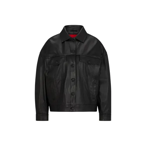 Hugo Boss Кожа Куртка Женская Черная