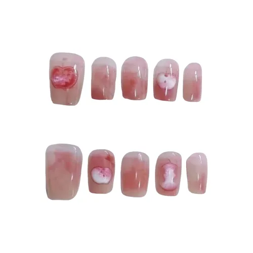 Gentle Welcome S154 Свет Многоцветный Apple False Nail Короткий LADDER Розовый Белый Smudge Cute