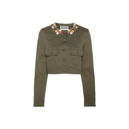 MOSCHINO Cropped Coat Women's Olive Green MOSCHINO Укороченное пальто женское оливково-зеленый