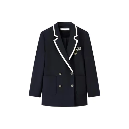 EICHITOO Бизнес-костюм женский темно-синий и контрастный