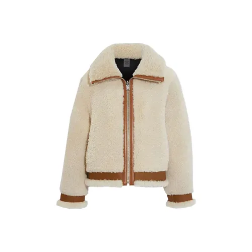 COACH Экрю Женские Кожаные Куртки