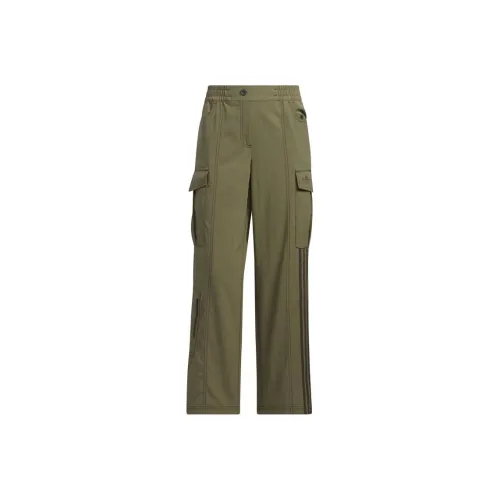 Adidas Originals Повседневные брюки Женские Слоистые Оливково-зеленые