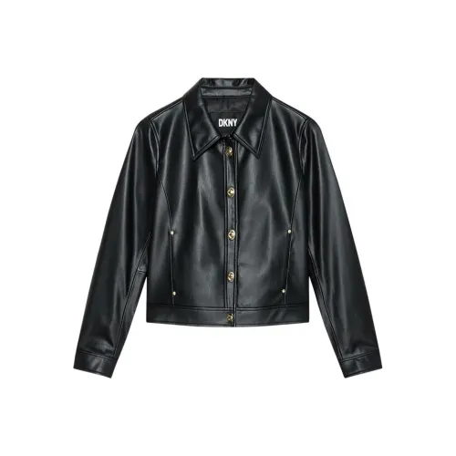 DKNY Кожа Куртка Женская Черная