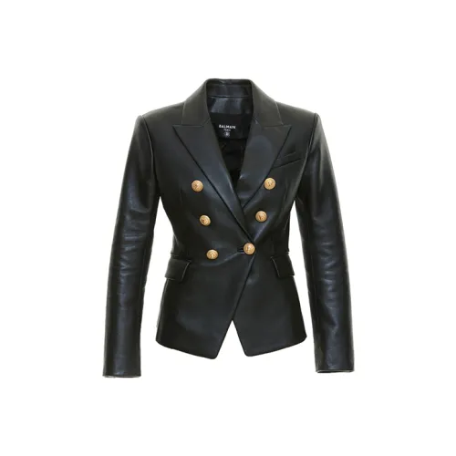 BALMAIN Черные Женские Кожаные Куртки