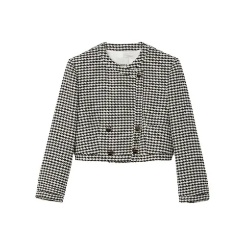 SANDRO Черное/Белое Женское Короткое Пальто