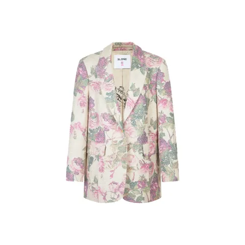 N ONE Бизнес-костюм Женский Бежевый с Розовым принтом