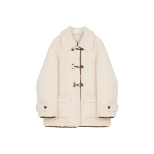 VEGA CHANG Velvet Feel Пальто Женское Элегантное Бежевое