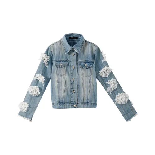 YUMOMO STAR Джинсовая куртка женская светло-синяя