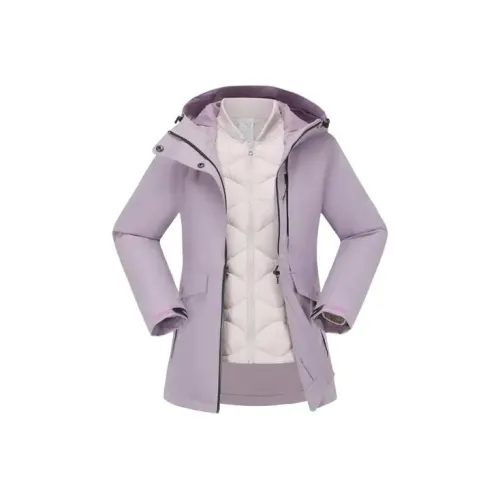 DECATHLON Водонепроницаемый и Теплый Ветровка Женская Фиолетовая Светло-Серый