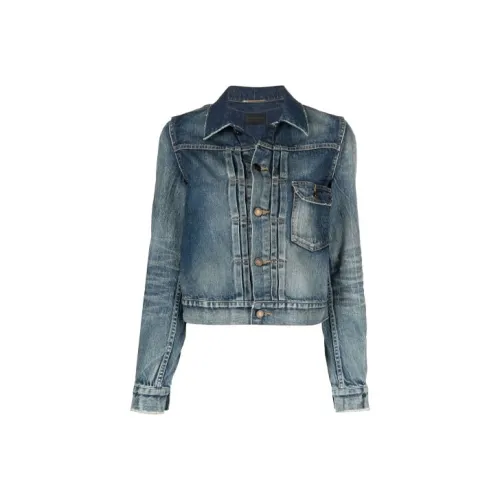 SAINT LAURENT Синий Женское короткое пальто