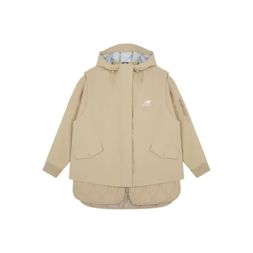 New Balance Хлопковый пуховик Зимний Женский Бежевый