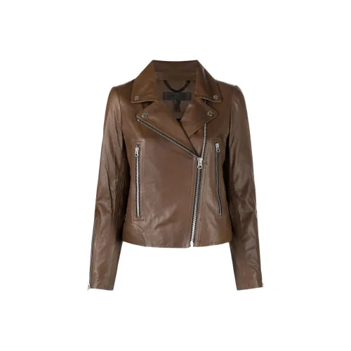 RAG&BONE Зеленая коричневая женская кожаная куртка