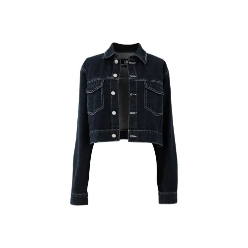 SOON FLOWER Укороченная куртка женская чернильно-синего цвета