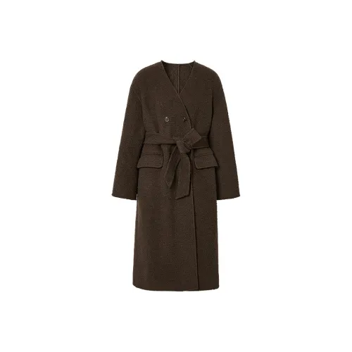 Hopeshow Пальто Женское Темно-Кофейное