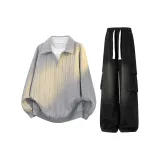 Серый топ + черные штаны