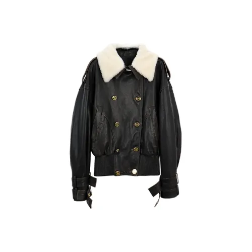 Coco Limited Кожа Куртка Женская Винтаж Коричневый