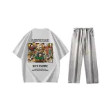 Комплект одежды (Премиум серая рубашка с коротким рукавом + светло-синие джинсы)