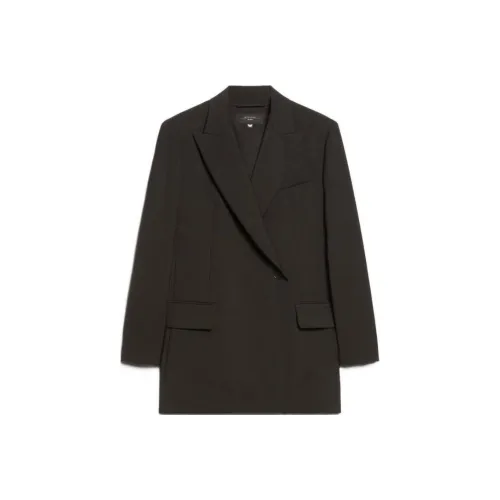 WEEKEND MaxMara Umbro Коллекция Двойной Пиджак из Ткани Woollen Бизнес-Костюм Женский Черный