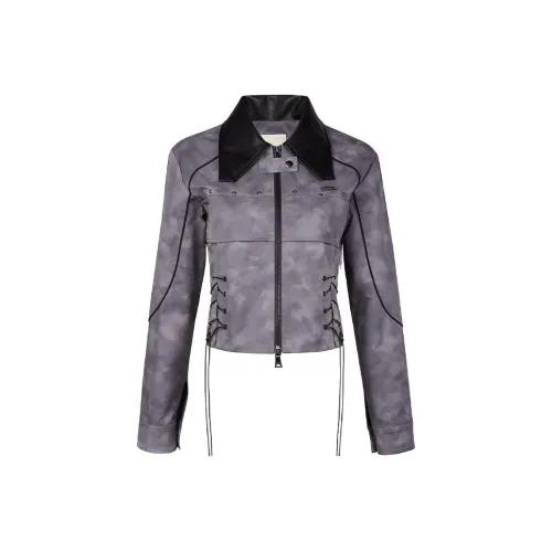Guuka Hero Кожа Куртка Женская Темно-Серый