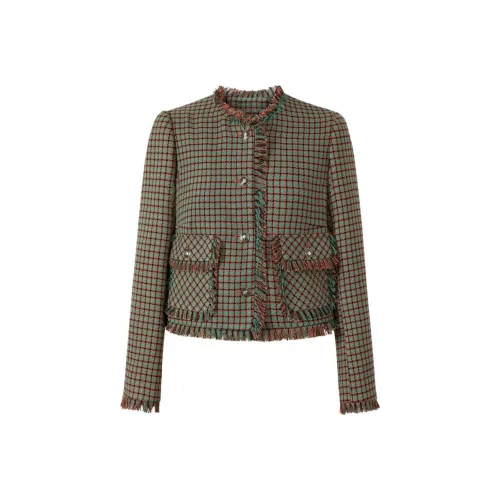 JZ. ANNAKRO Клетчатый Красный кофе Женское Короткое пальто