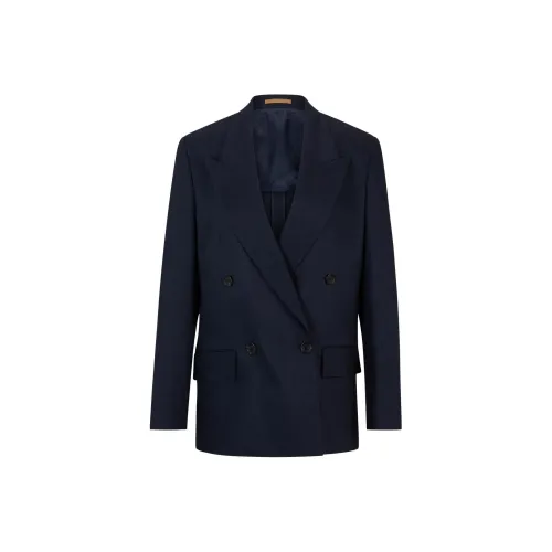 Hugo Boss Обычный крой Брюки из хлопка шелка и эластичного материала женские темно-синие