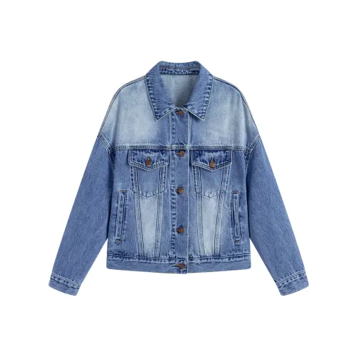 Famanxuan Denim Jacket Women's Vintage Blue Famanxuan Деним Куртка Женская Винтажный Синий