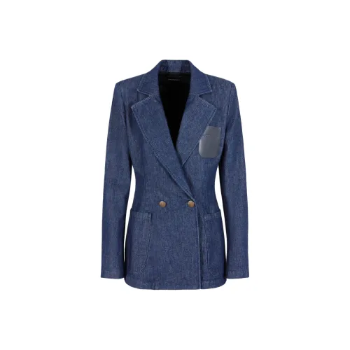 EMPORIO ARMANI Бизнес-костюм Пальто Женское Джинсовый Синий