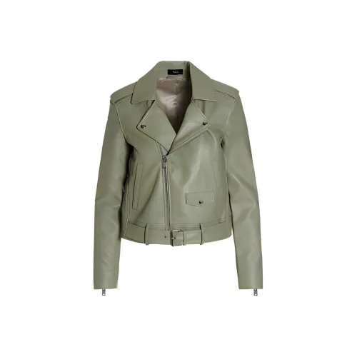 Theory Зеленая Женская Кожаная Куртка