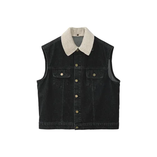 Fstudio Без рукавов Джинсовый жилет Куртка Женская Черный