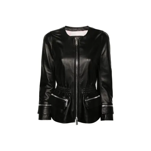DSQUARED 2 FW23 Кожа Куртка Женская Черная
