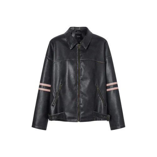 I'M ONE Черно-серый цвет женские кожаные куртки