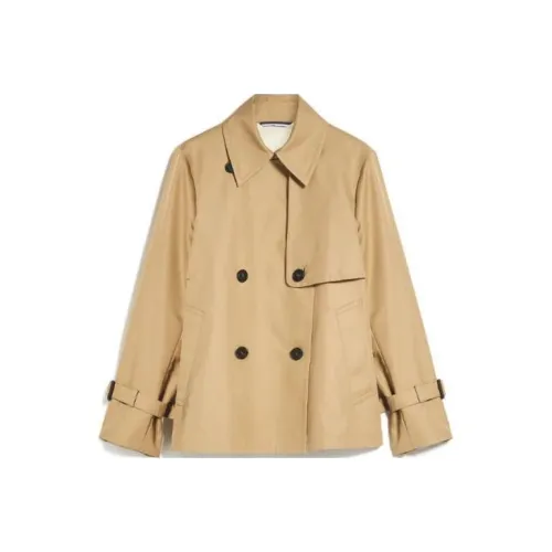 WEEKEND MaxMara Biglia Коллекция Водонепроницаемый тренчкот из габардиновой ткани Женские Бежевый