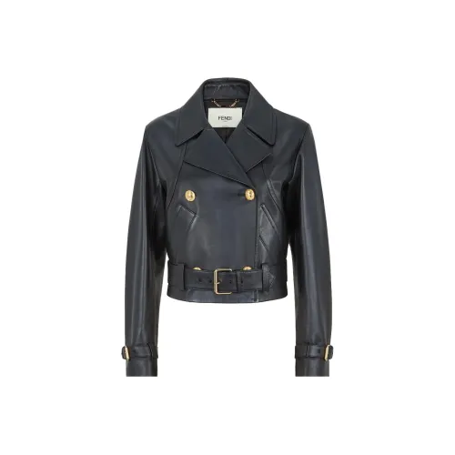 FENDI Кожа Куртка Женская Черная