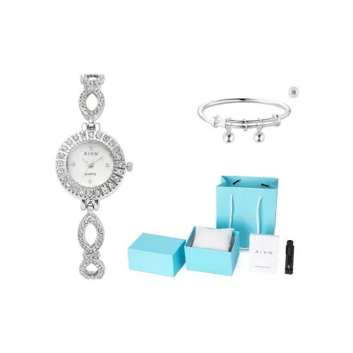 AIVN Все Over Ромб Гипсофила Кварцевый механизм Сплав Ремешок Часы Женские Белый Циферблат