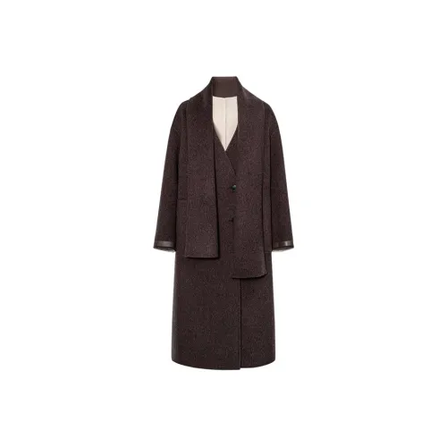 HDFULERN Пальто Женское Какао-Кофейный Коричневый