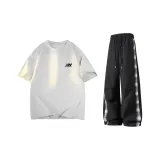 Белая серая рубашка с короткими рукавами + черные штаны