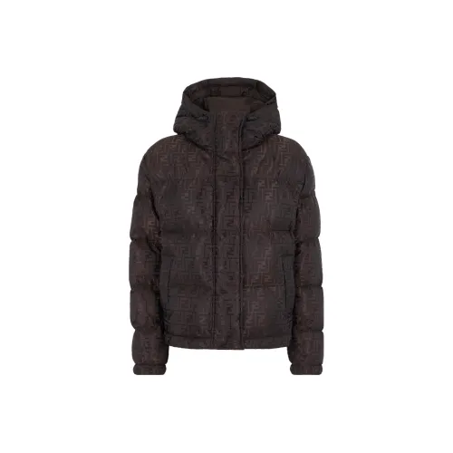 FENDI Хлопковый пуховик женский коричневый