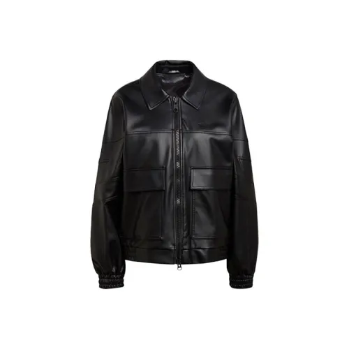 Adidas Originals Blue Version Collection Кожа Куртка Женские Черный